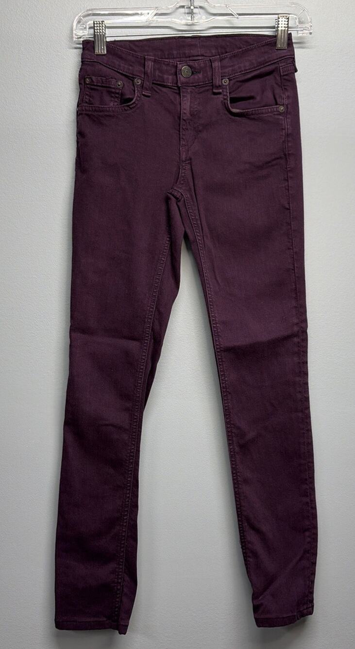 Rag & Bone Mid-Rise Purple Denim SKINNY Jeans STRETCH Size 24 - Dark Wash